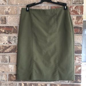 Olive Green Stretch Pencil Skirt